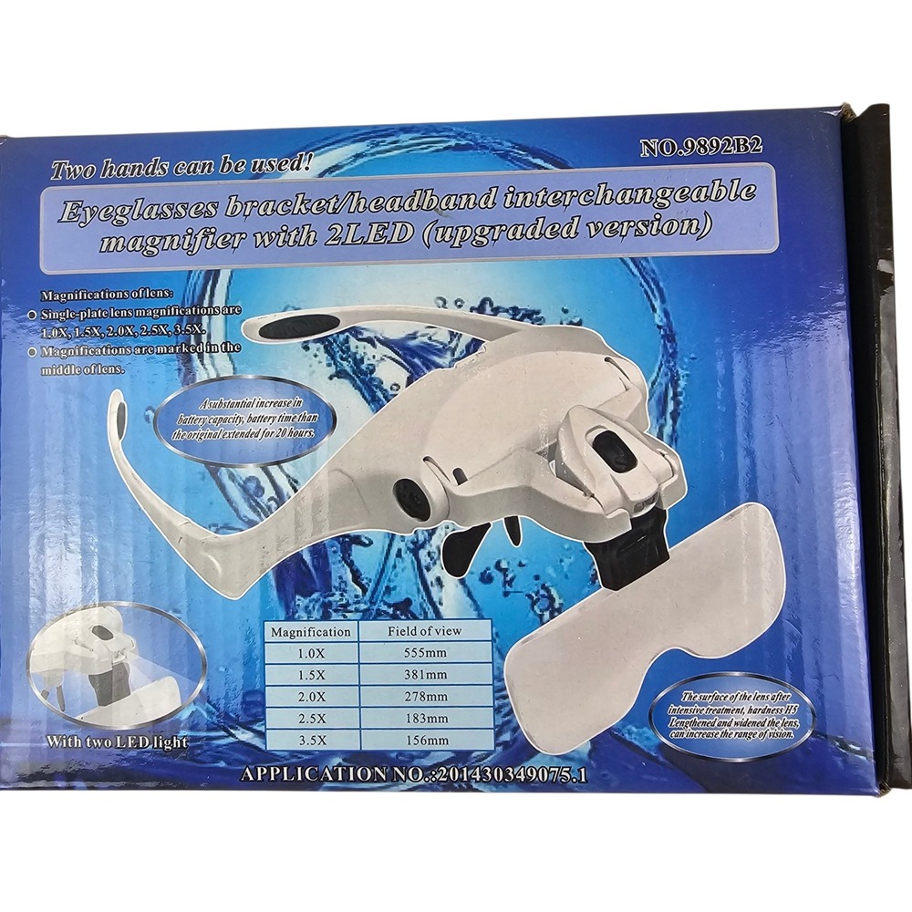 YOCTOSUN LED Head Mount‎ Magnifier 5 Interchangeable Lenses 9892B2 White